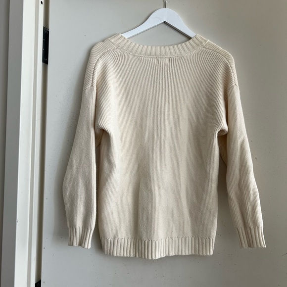 Song of Style Raine V Neck Sweater in Ivory - Picture 8 of 9